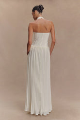 Stacie Pleated Halter Maxi Dress - Ivory
